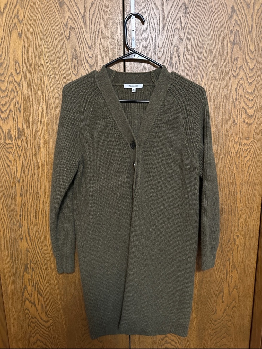 Madewell Olive Ribbed Long Cardigan Sweater XS